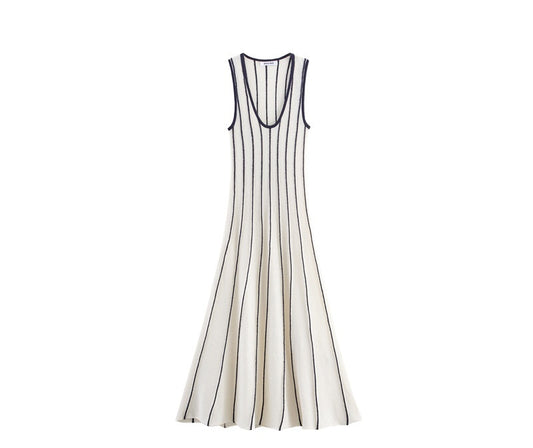 Midlength  White stripes dress