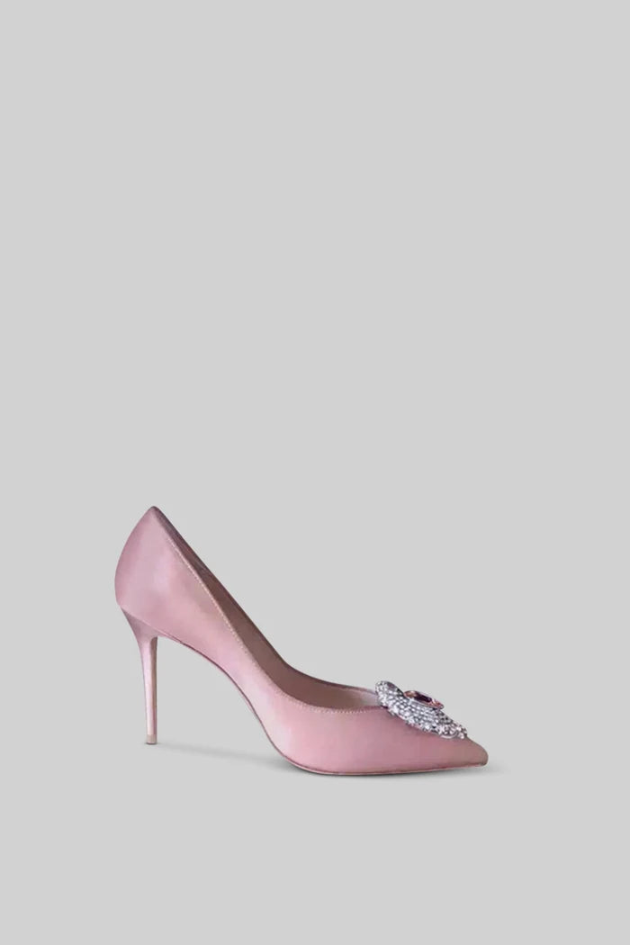 Satin Stiletto mit Diamond Detail - Pink