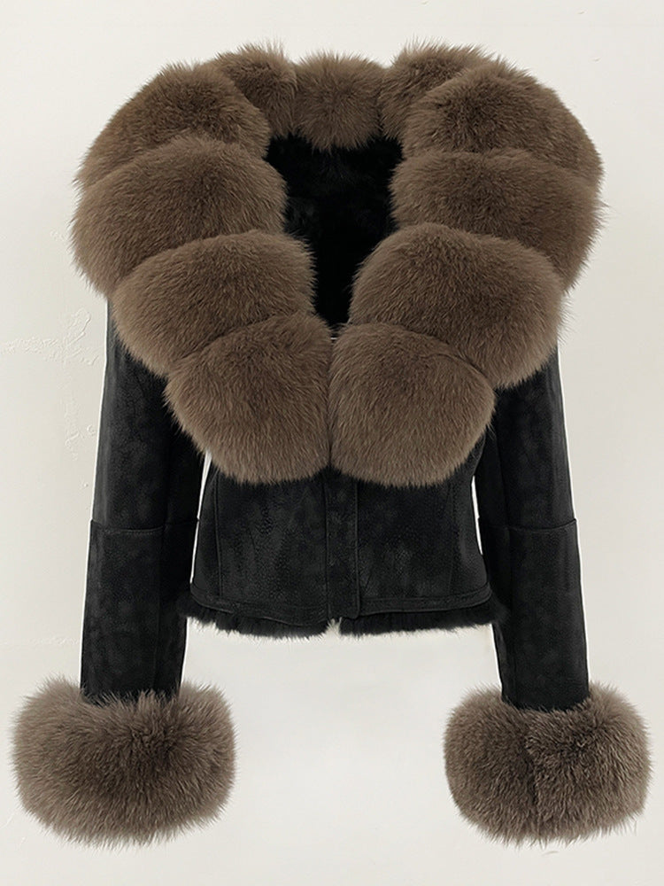 suede fur coat women's fashion slimming jacket