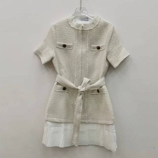 Belt Zipper Slim Elegant Dress
