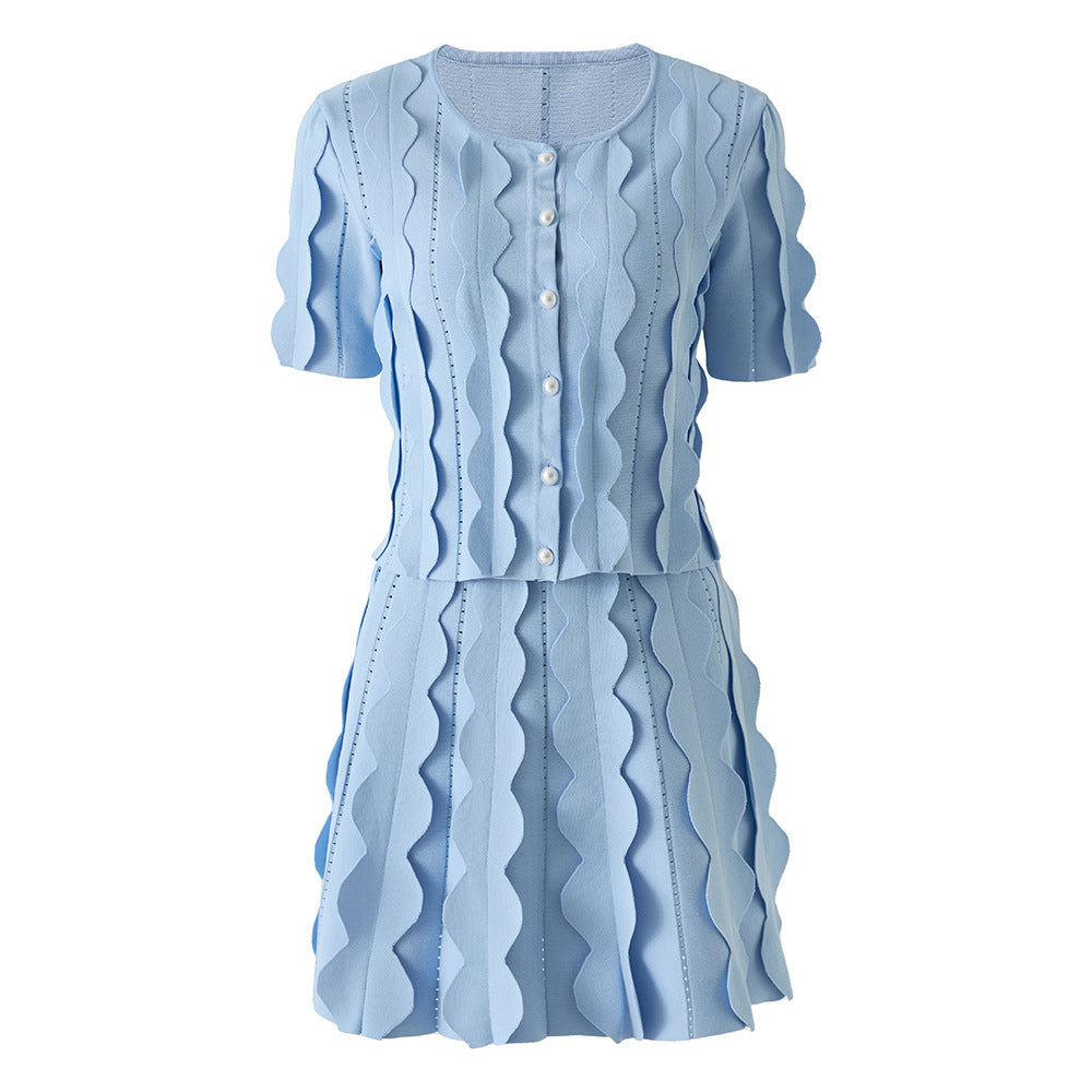 Stereo Decorative Short-Sleeved Two-Piece Skirt