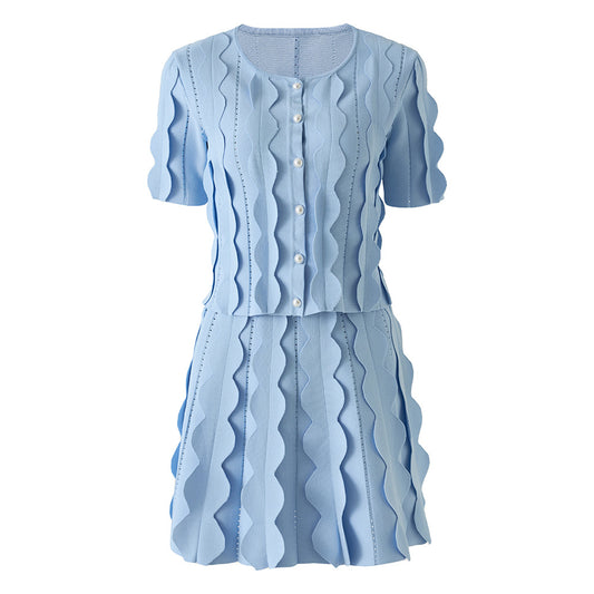 Stereo Decorative Short-Sleeved Two-Piece Skirt