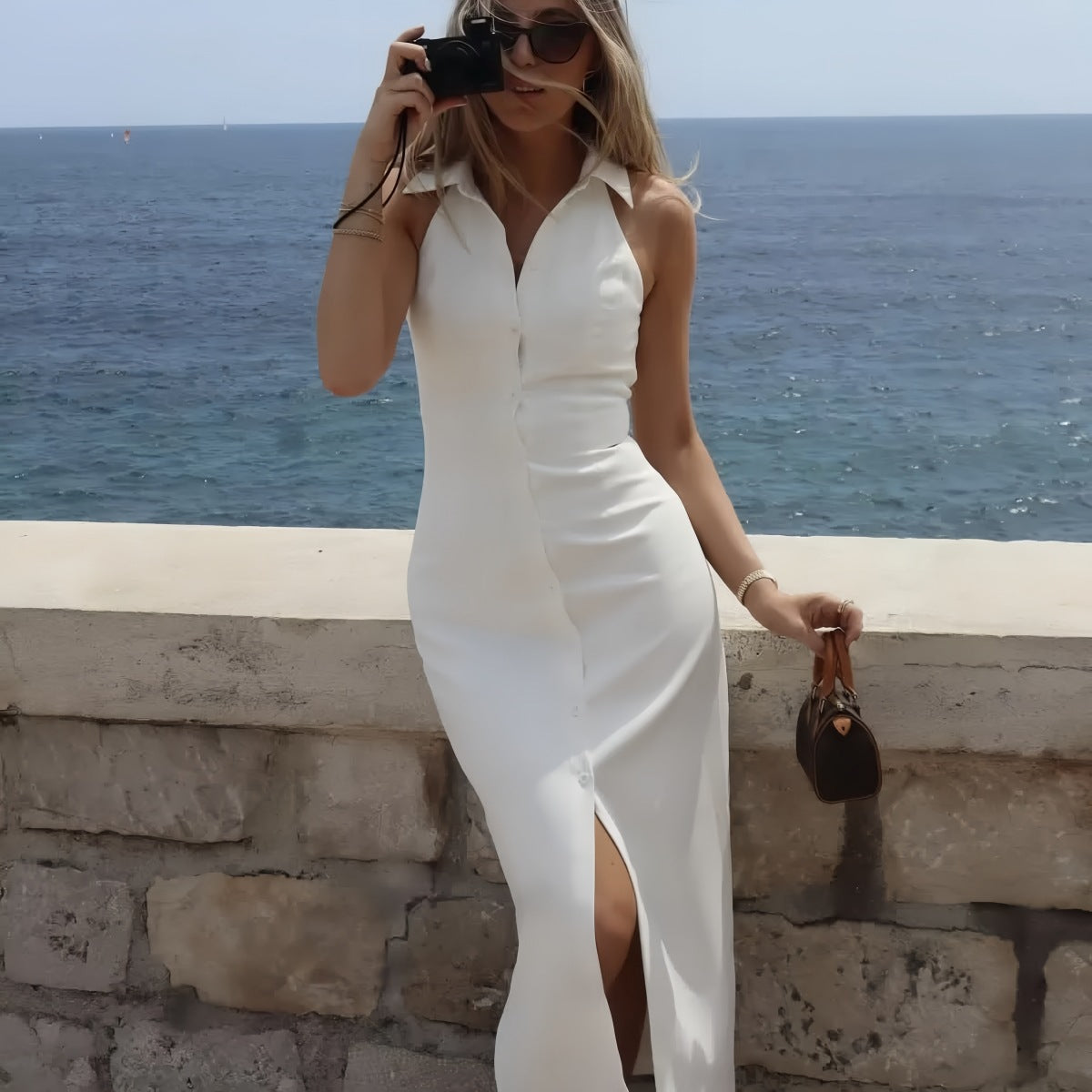 Robe sans suspension nojoud halterneck