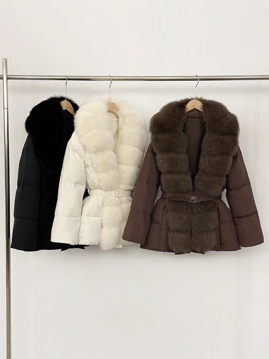 Fur collar slimming down jacket