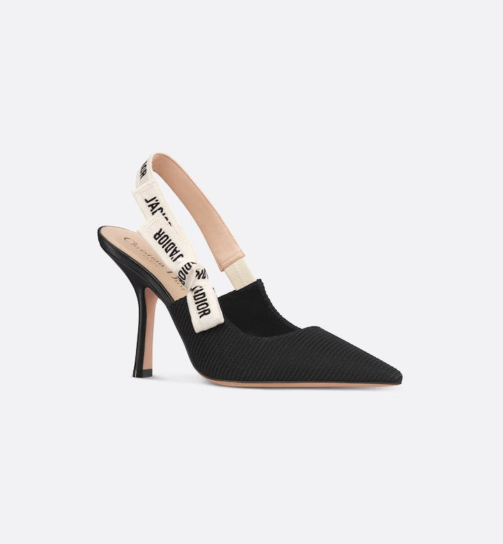 Dio-slingback pump  Black Technical Fabric