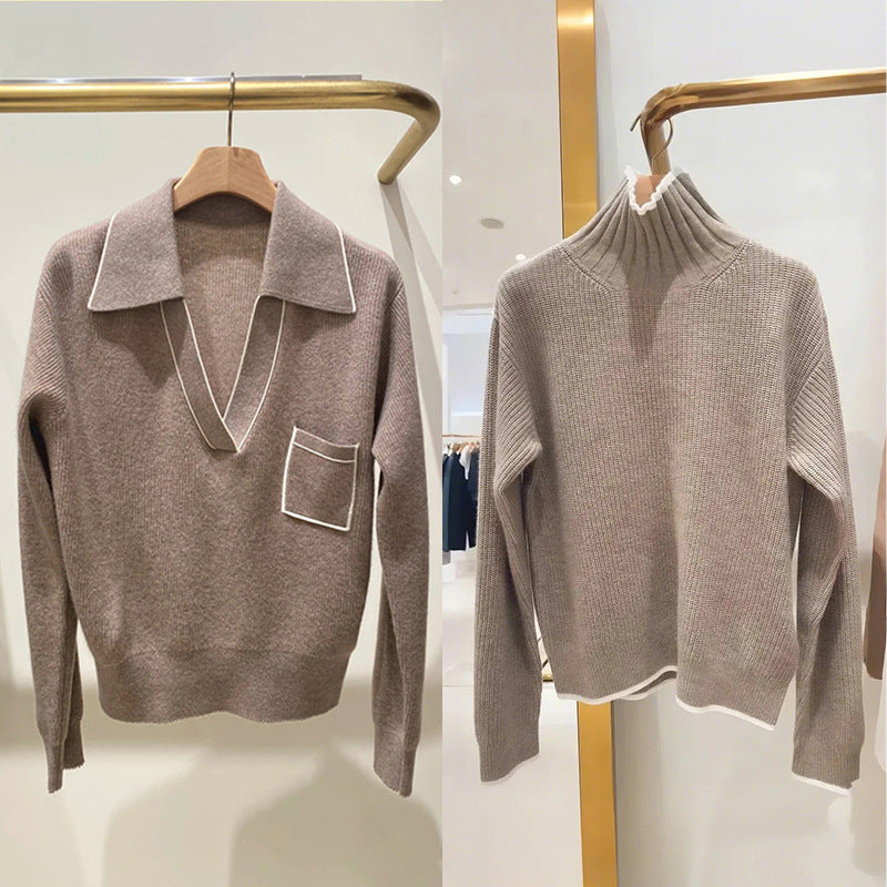 V-Neck Wool Knit Sweater