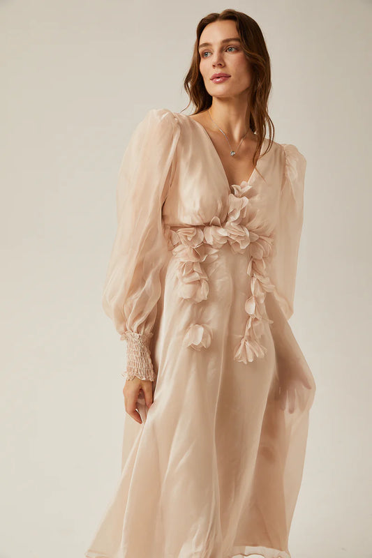 Lucie faux-floral embellished midi dress