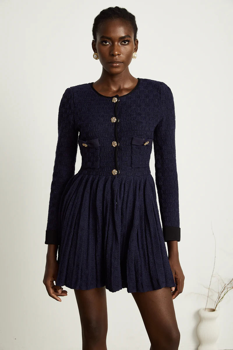 Cloé Knited Pleeded Mini Robe