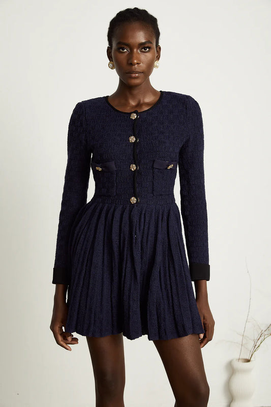Cloé Knited Pleeded Mini Robe