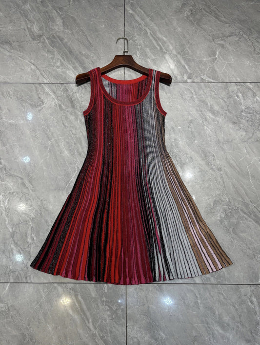 Gold Thread Colorful Stripesd dress