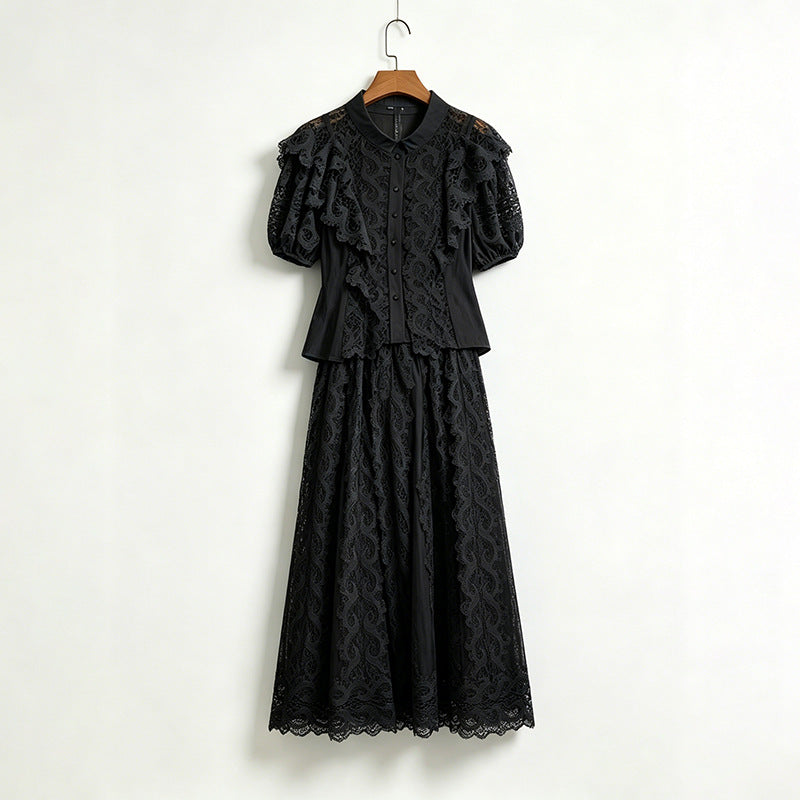 Noir Lace Ruffle Co-ord