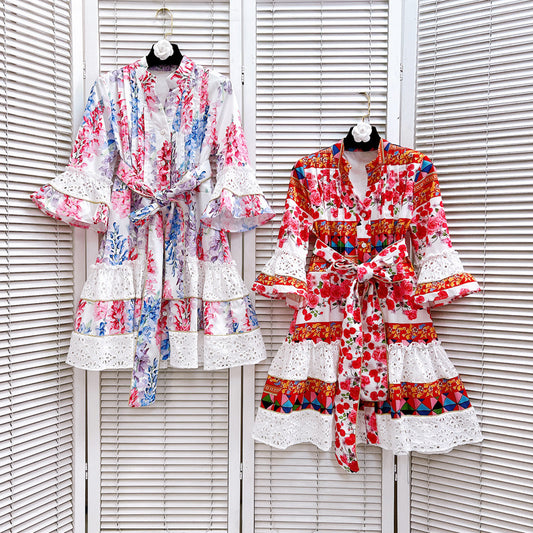 Vneck,bow, tie-in, waist-cinching cut-out dress