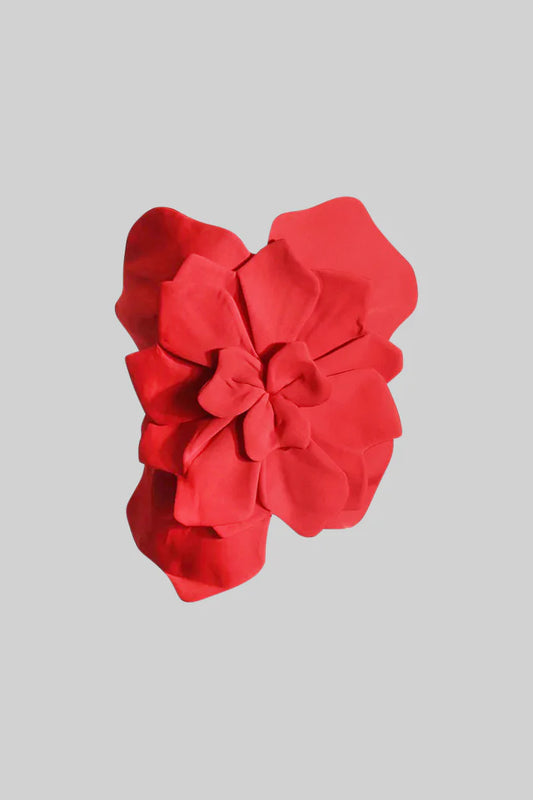 Sleeveless 3D Floral Tank Top - Red