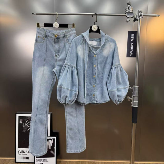 Palma  high-waisted slimming jeans two-piece set