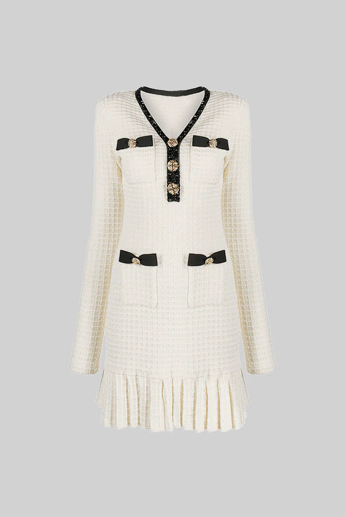 Textured Pattern Knit Dress - Ivoire