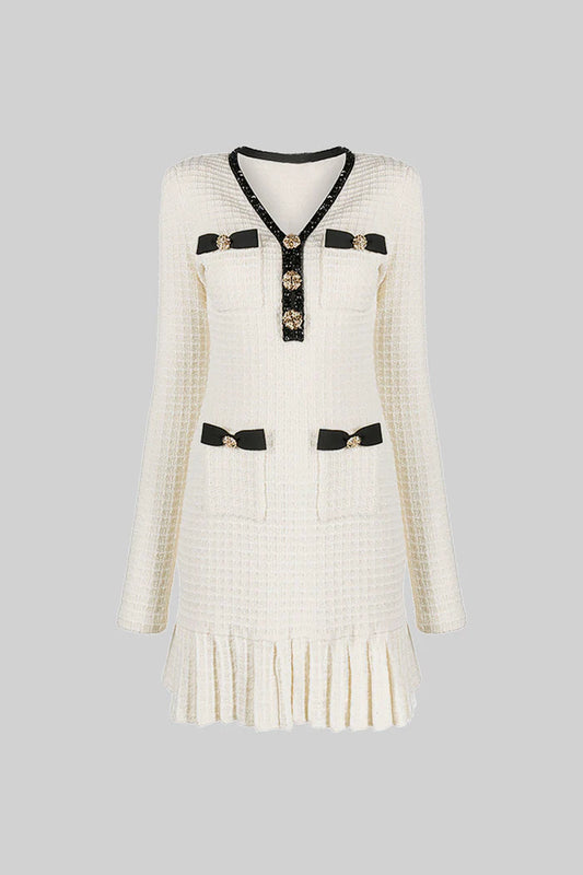 Textured Pattern Knit Dress - Ivoire