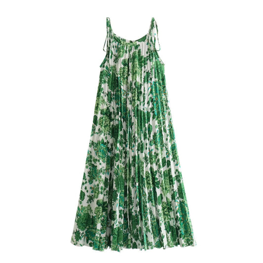 Green Floral print slip dress