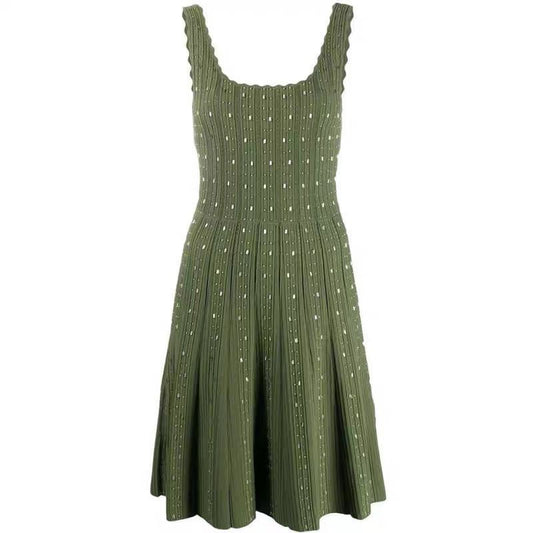 Taille schlankes ärmelloses Strickkleid