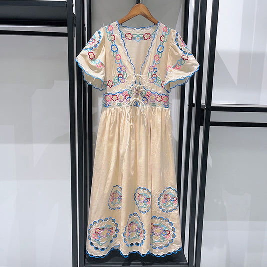 Lace V-Neck Strap Cut-out  dress