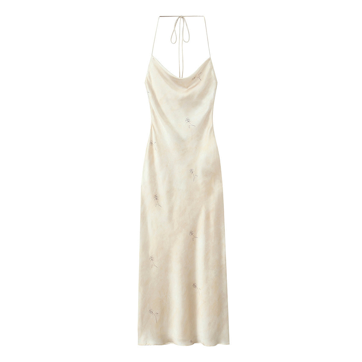 halterneck silk satin dress