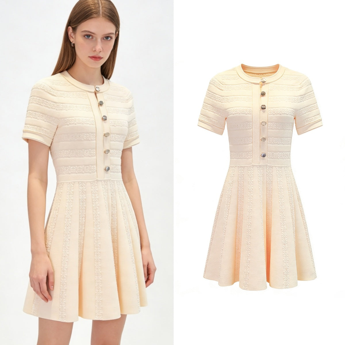 Hollow Slim  Crew Neck dress