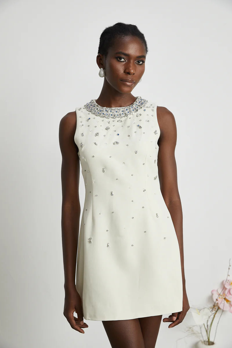 Cécile Mini-robe ornée de cristal en cristal