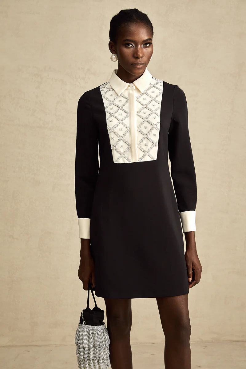 Esmée contraste-couleur embelli mini robe robe