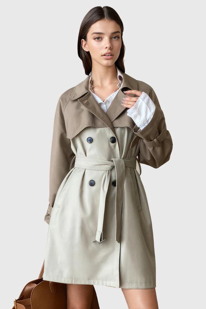 Double Breasted Trenchcoat with Matching Belt - Khaki