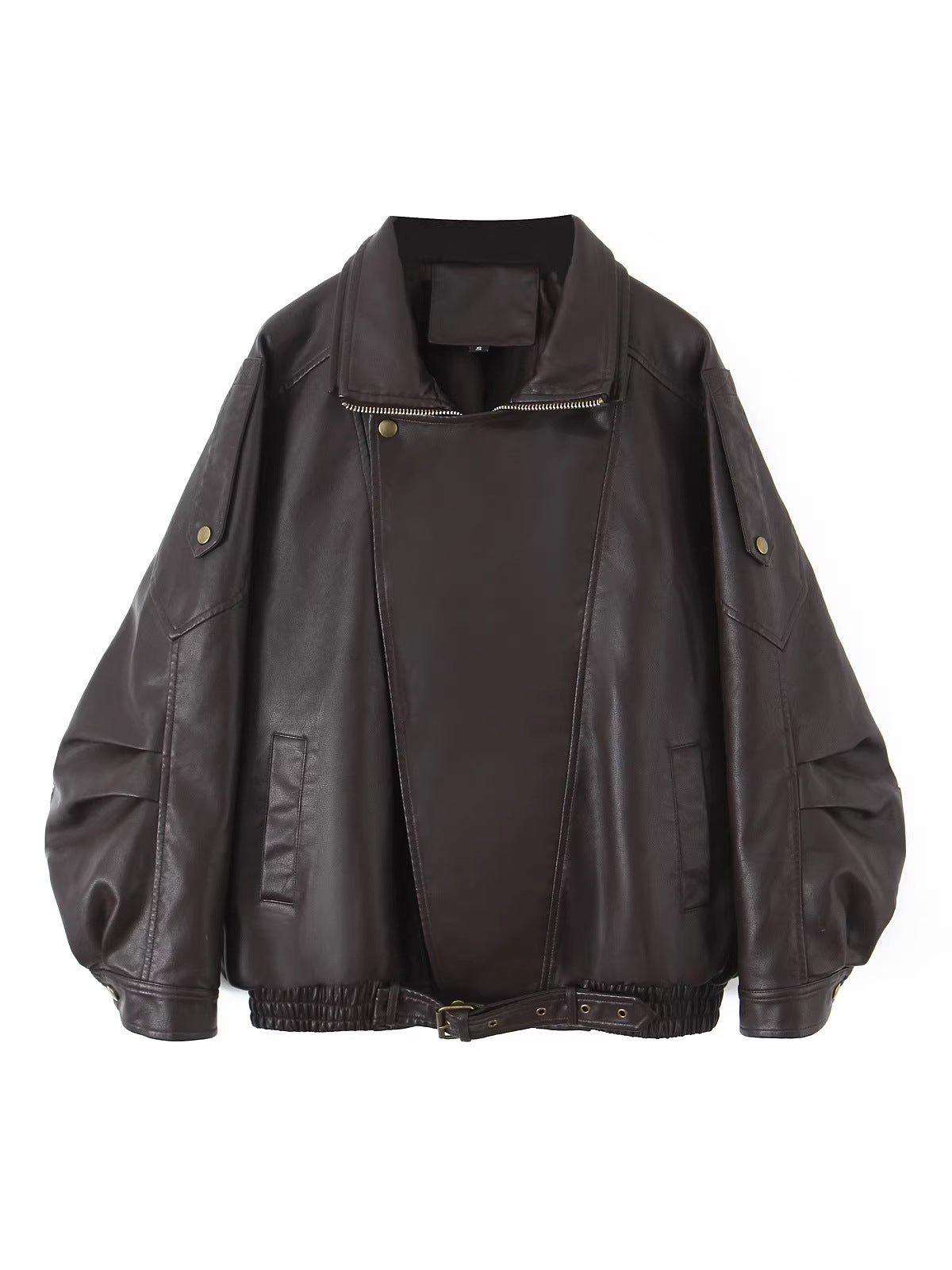 Double-Flap Design Pu Leather Jacket