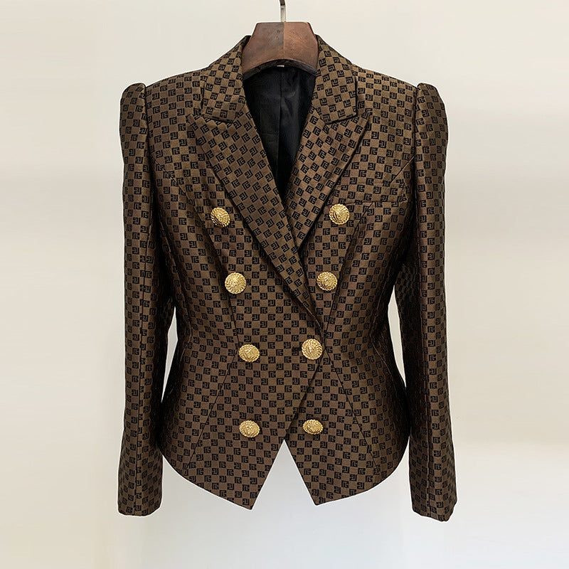 Double-breasted Slim Jacquard Blazer