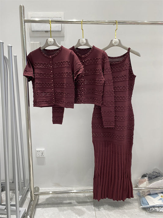 Three-Piece Set for Women with Heavy Beading