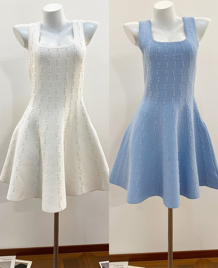 Stripe Waist-Cinching Knit Dress