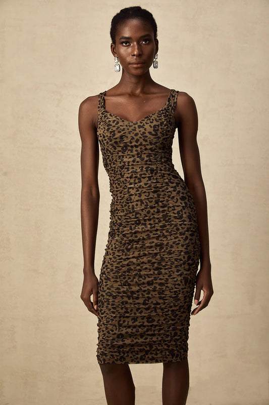 Rahma Leopard Imprimée mini-robe