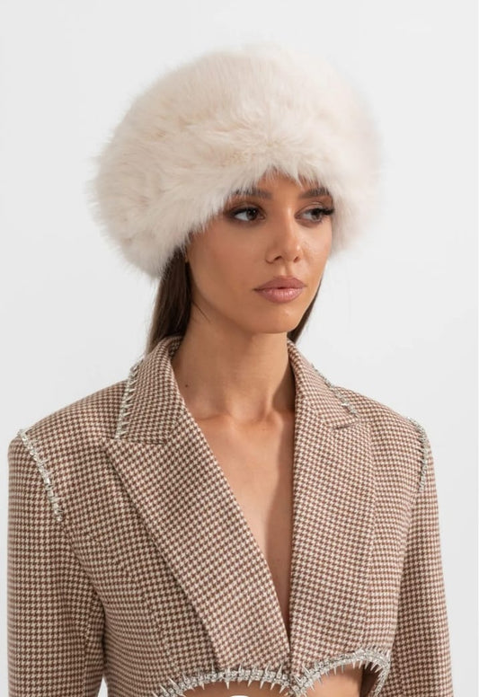 Furry Hat With Wide Brim - Ivoire