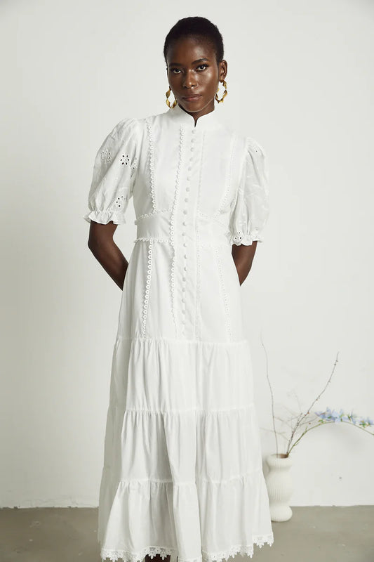 Coline lace floral-embroidered midi dress