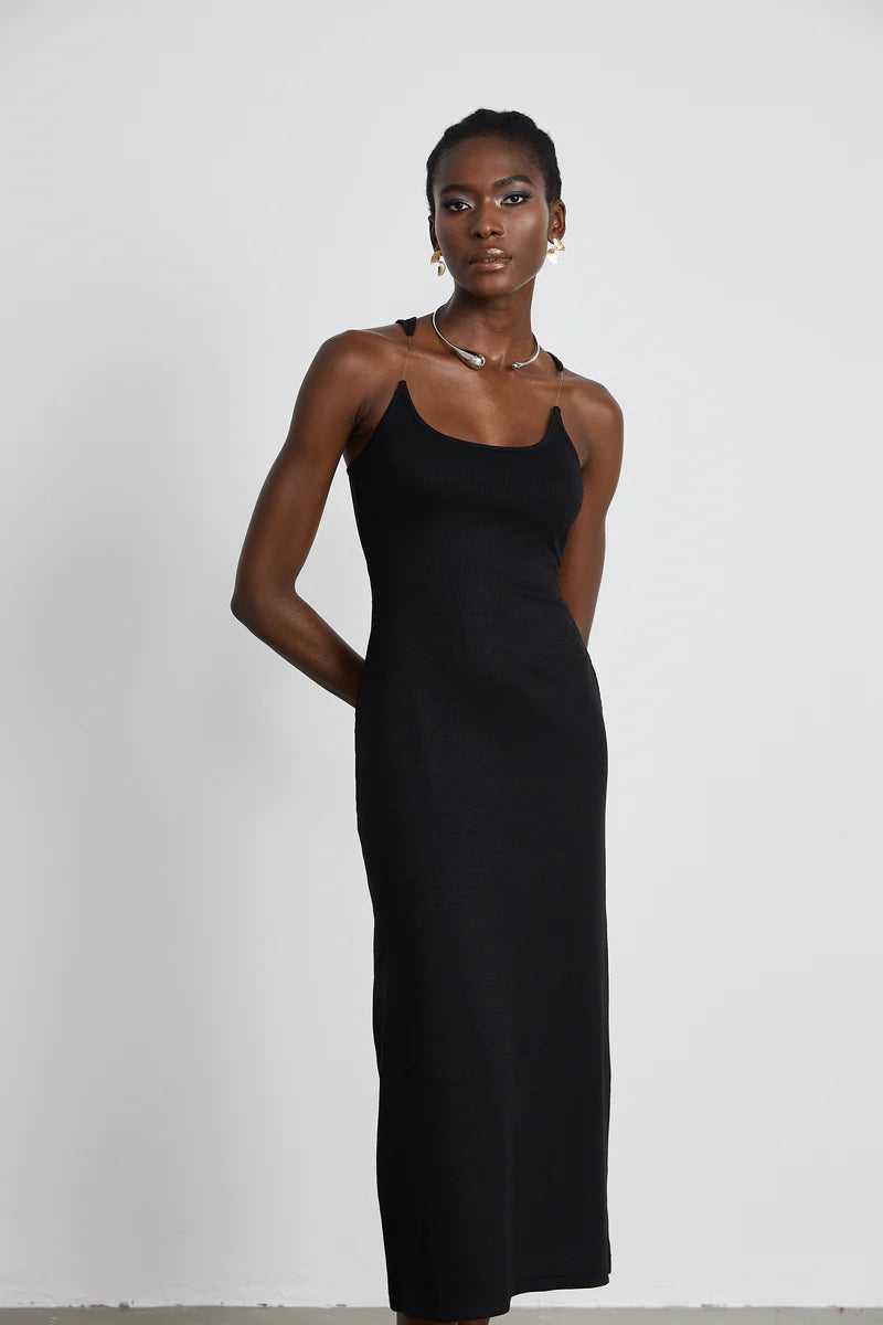Madeleine invisible-strap ribbed maxi dress