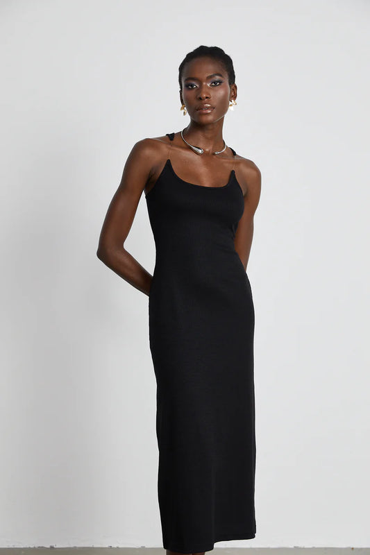 Madeleine invisible-strap ribbed maxi dress