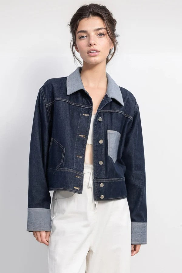 Short Denim Jacket - Dark Blue