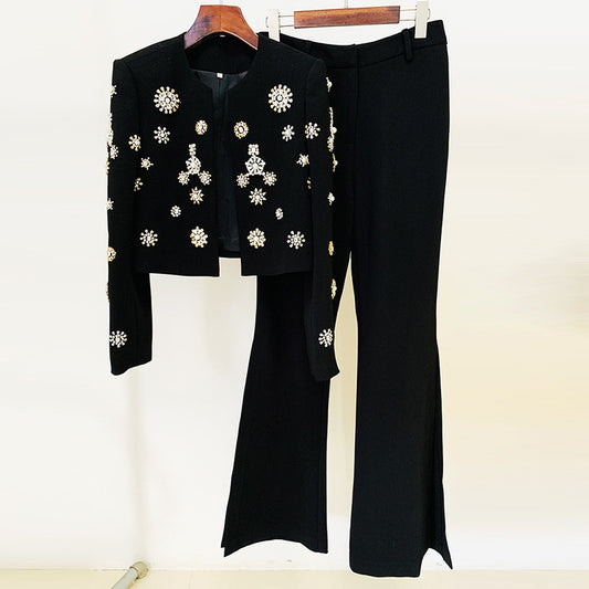 Jacket slit bell bottoms set