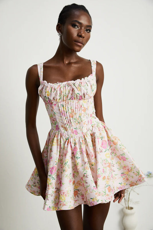 Kara Mini robe en coton à imprimé floral