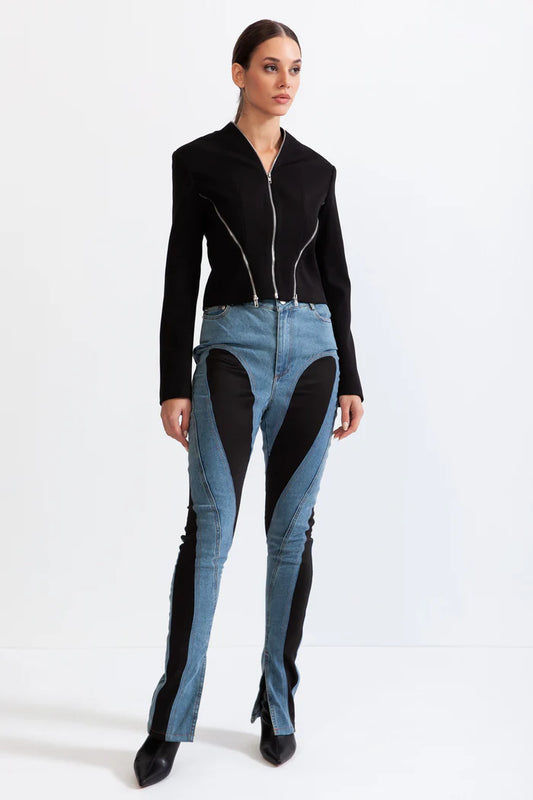 Jacket with geometrical style zipper - Black