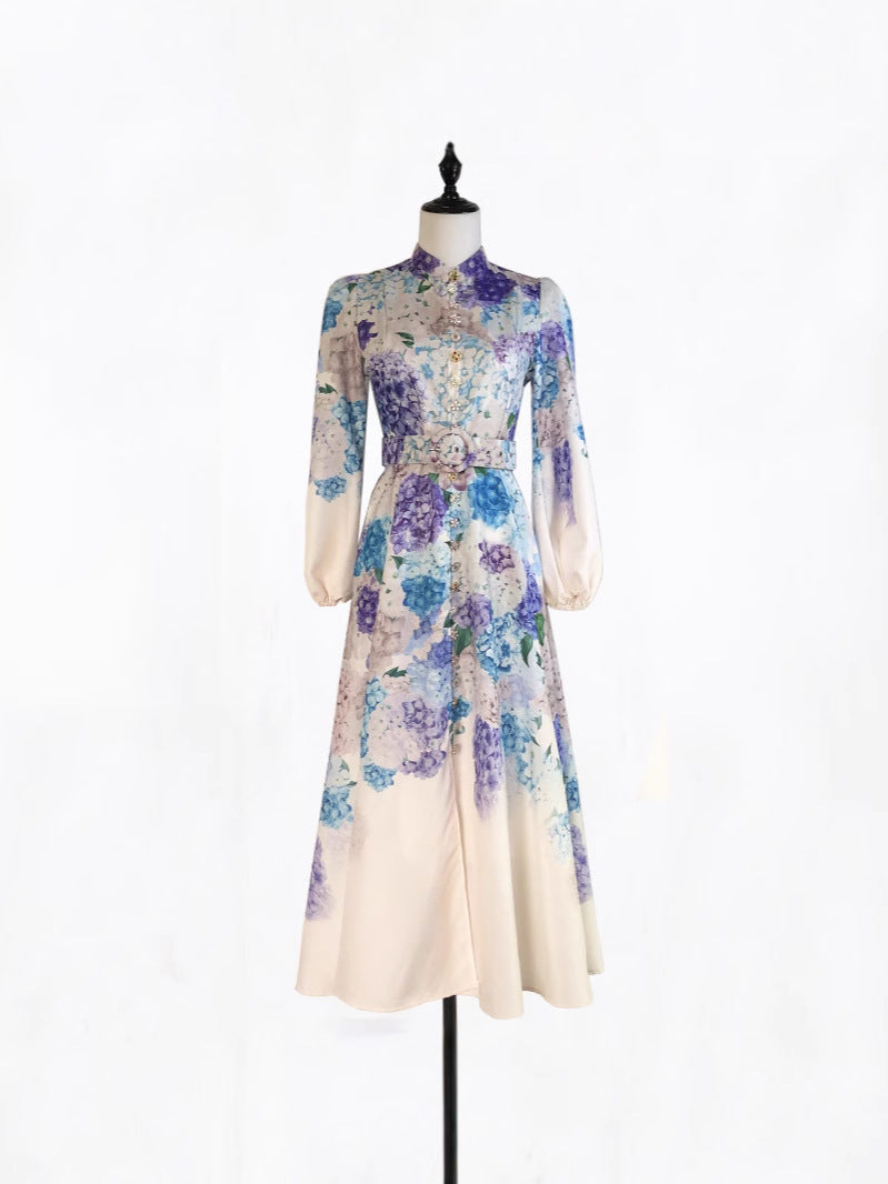 Doppelbrust-Taille-Stand-up-Kragenkleid