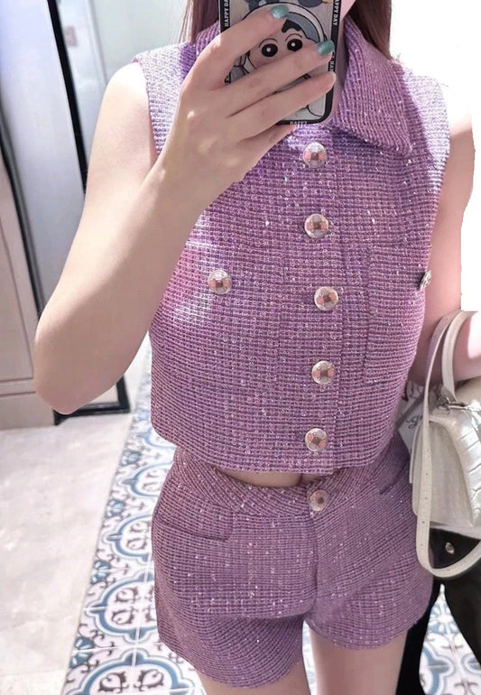 Sequined shorts suit