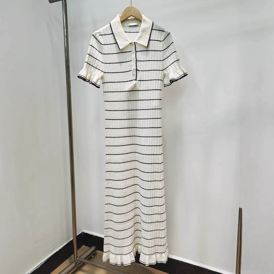 Rayures à volants longues robe