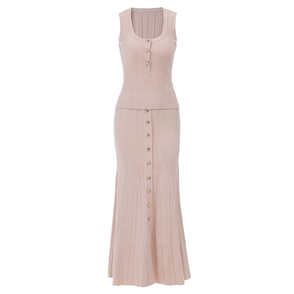 U-Neck Sleeveless Hip Skirt Dress