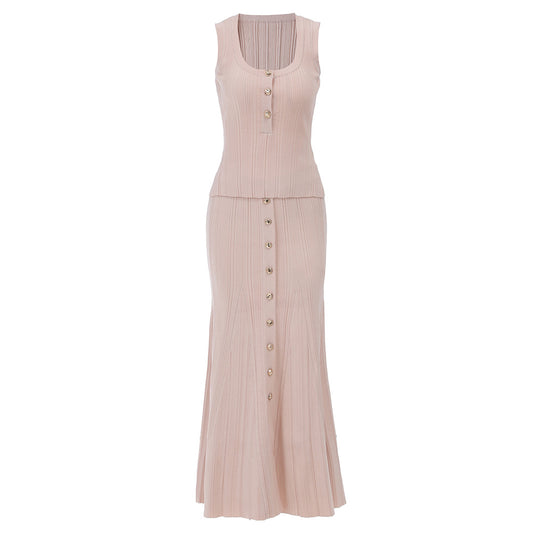 U-Neck Sleeveless Hip Skirt Dress