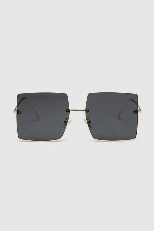 Rimless Oversized Square Sunglasses - Black