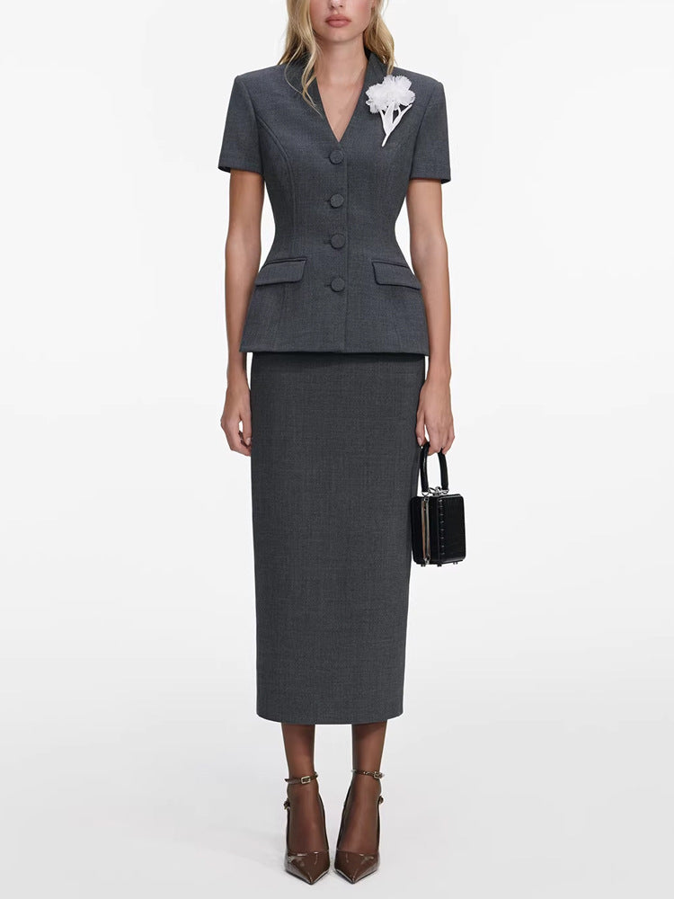 Short-Sleeve Bodycon Skirt Two-Piece Set
