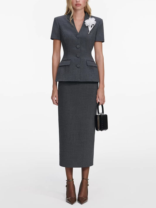 Short-Sleeve Bodycon Skirt Two-Piece Set