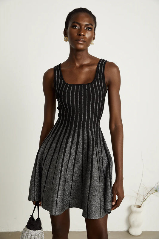 Anouk black glittered flared mini dress